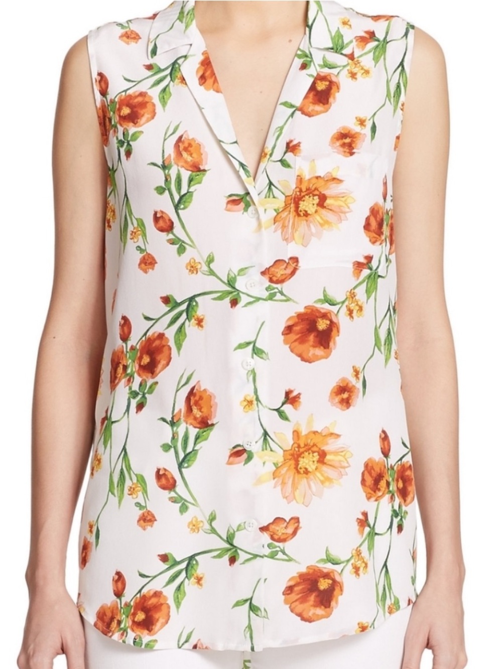 Equipment 100% Silk Floral Sleeveless Blouse XS